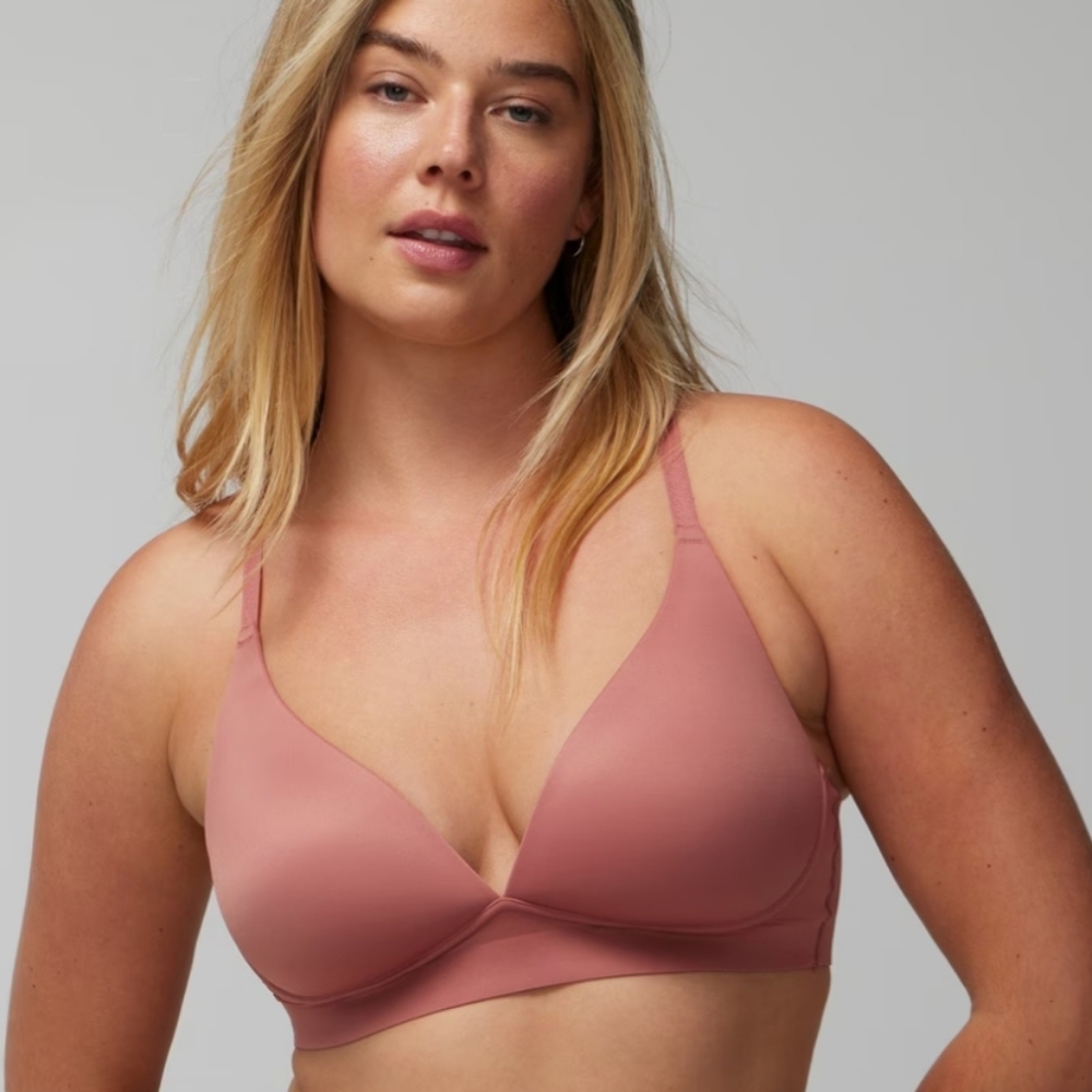 Soma Enbliss Luxe Plunge Bralette Dusty Rose Seamless Bra Wireless Comfort XL